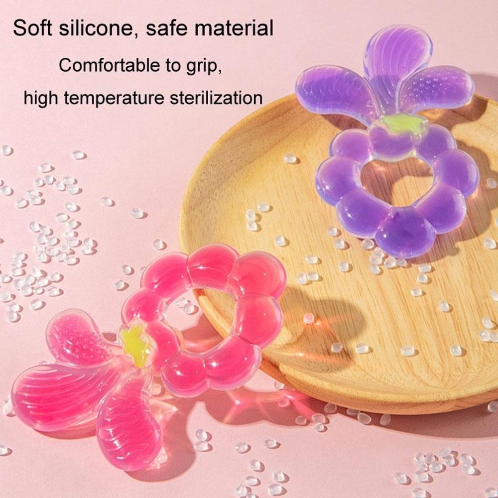 Food Grade Silicone Grape Baby Teether Toy Infant Teething Relief Stick With Storage Box 6