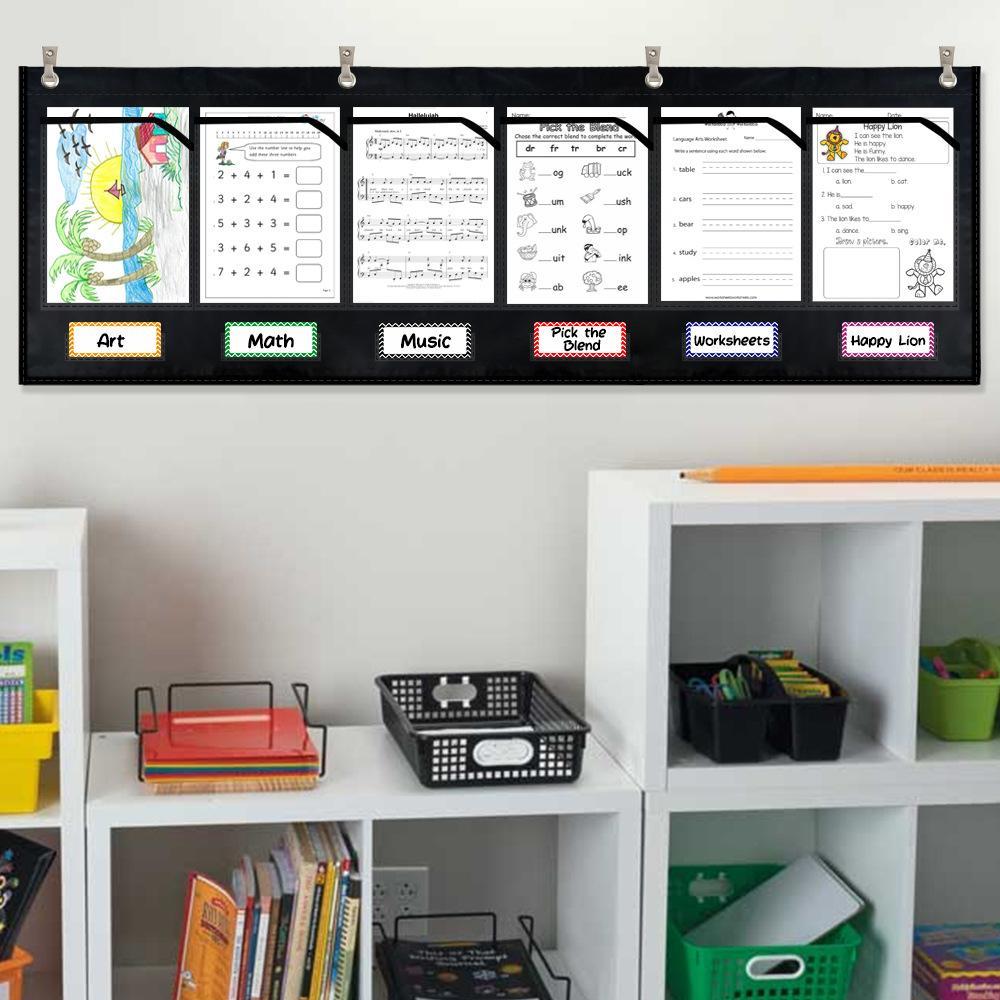 Classroom Wall Pocket Organizer With Labels Pocket Hanging Paper Organizer 5