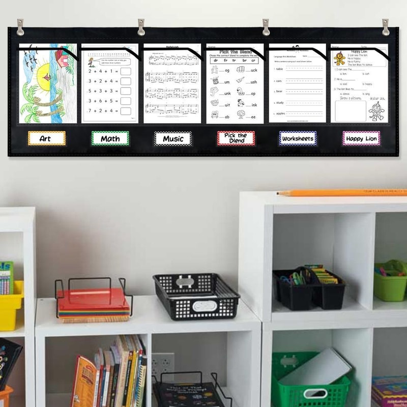 Classroom Wall Pocket Organizer With Labels Pocket Hanging Paper Organizer 5