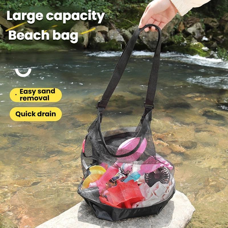 Large Capacity Mesh Beach Bag Foldable Camping Storage Tote 3