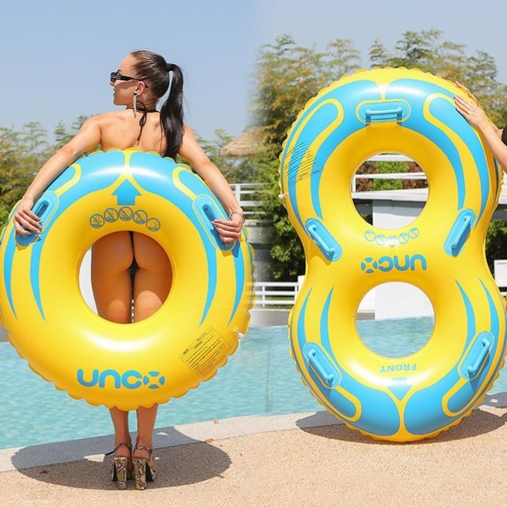 Thickened Double Inflatable Swim Ring For Parent Child Safety Swimming Ring With Handles 4