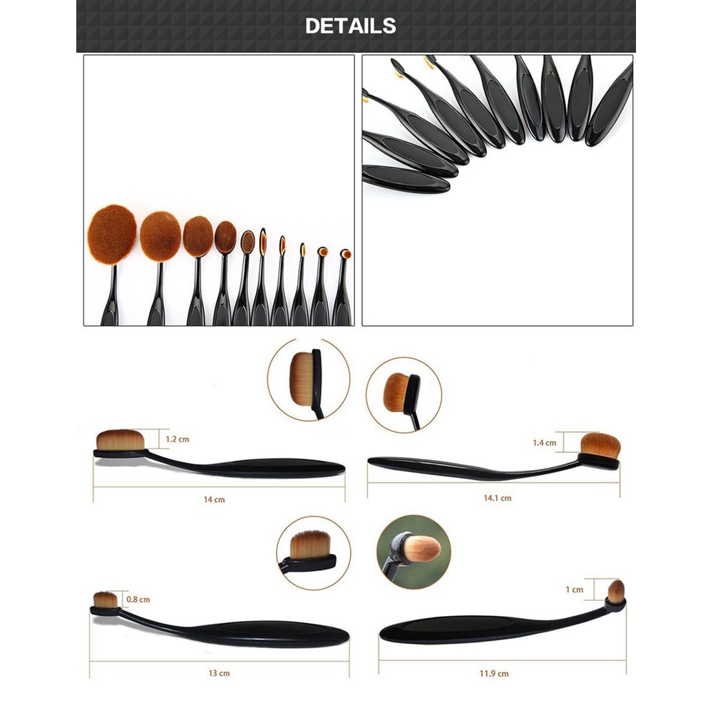 Toothbrush Makeup Brush Set Soft Dense Oval Brushes For Flawless Foundation Eyebrow Blending 4