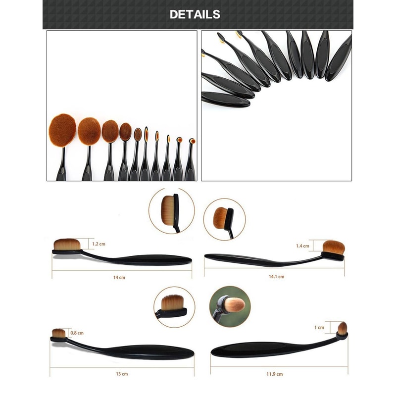 Toothbrush Makeup Brush Set Soft Dense Oval Brushes For Flawless Foundation Eyebrow Blending 4