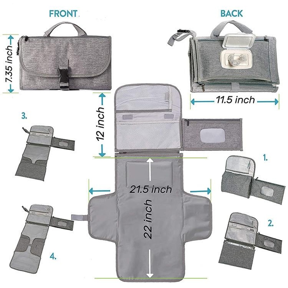 Multifunctional Waterproof Diaper Changing Pad Portable Baby Travel Car Seat Diaper Bag