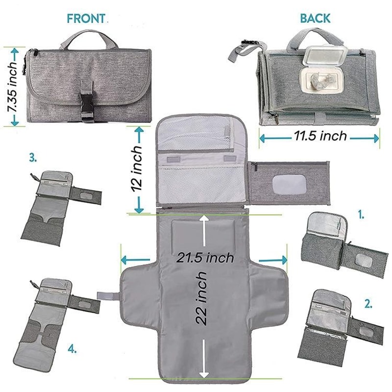 Multifunctional Waterproof Diaper Changing Pad Portable Baby Travel Car Seat Diaper Bag