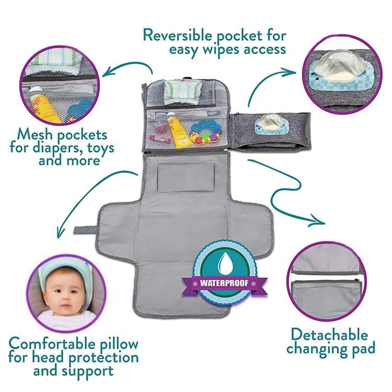 Multifunctional Waterproof Diaper Changing Pad Portable Baby Travel Car Seat Diaper Bag