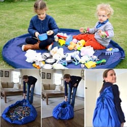 portable kids toy storage bag and drawstring play mat