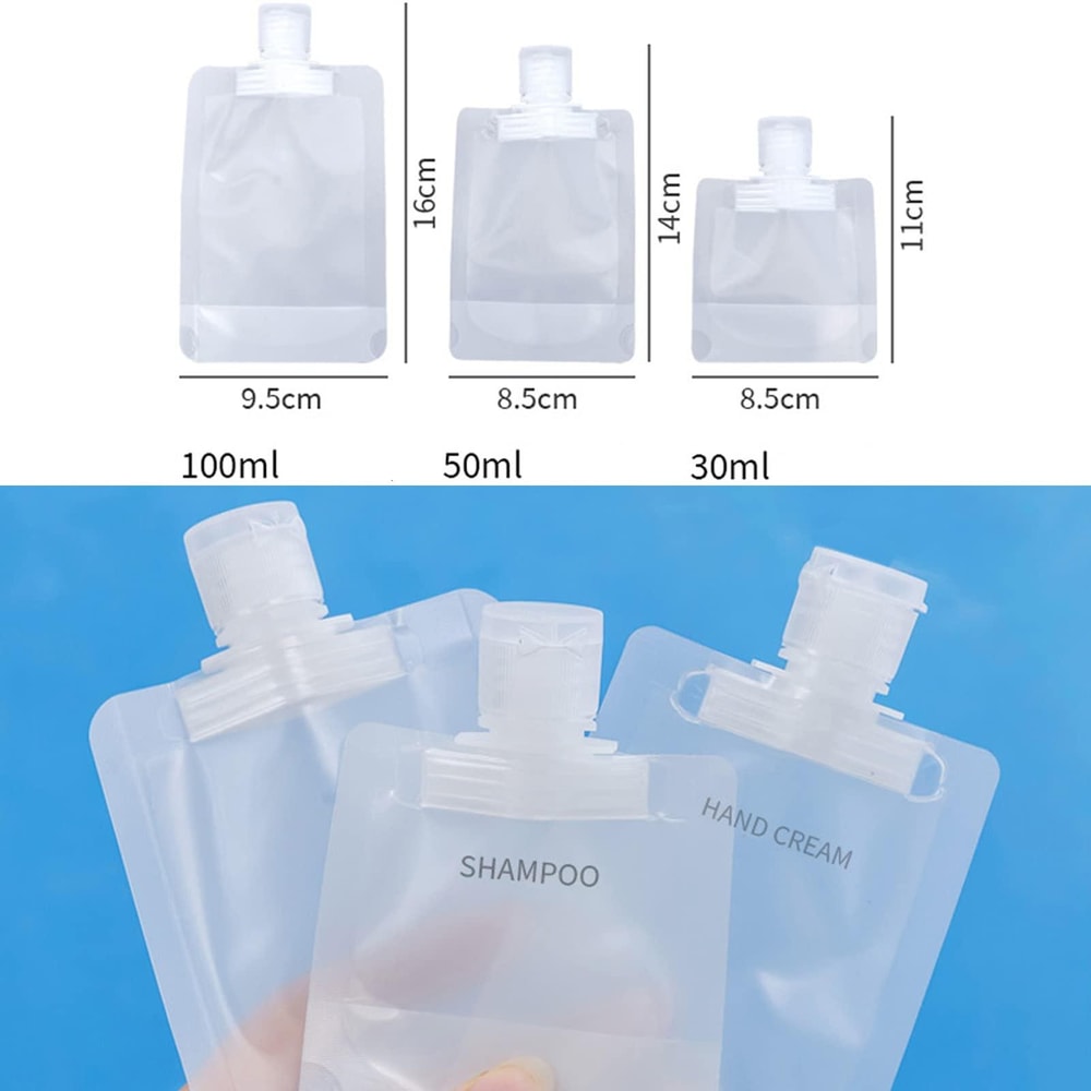Travel Refillable Toiletry Pouches Leakproof Squeeze Bags For Shampoo Lotion 3