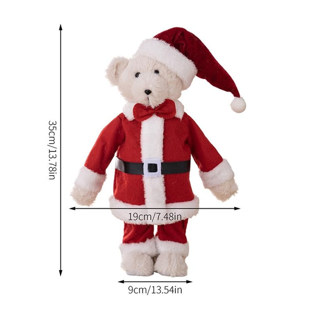 Standing Plush Bear Christmas Ornament Doll, Festive Holiday Gift Decoration