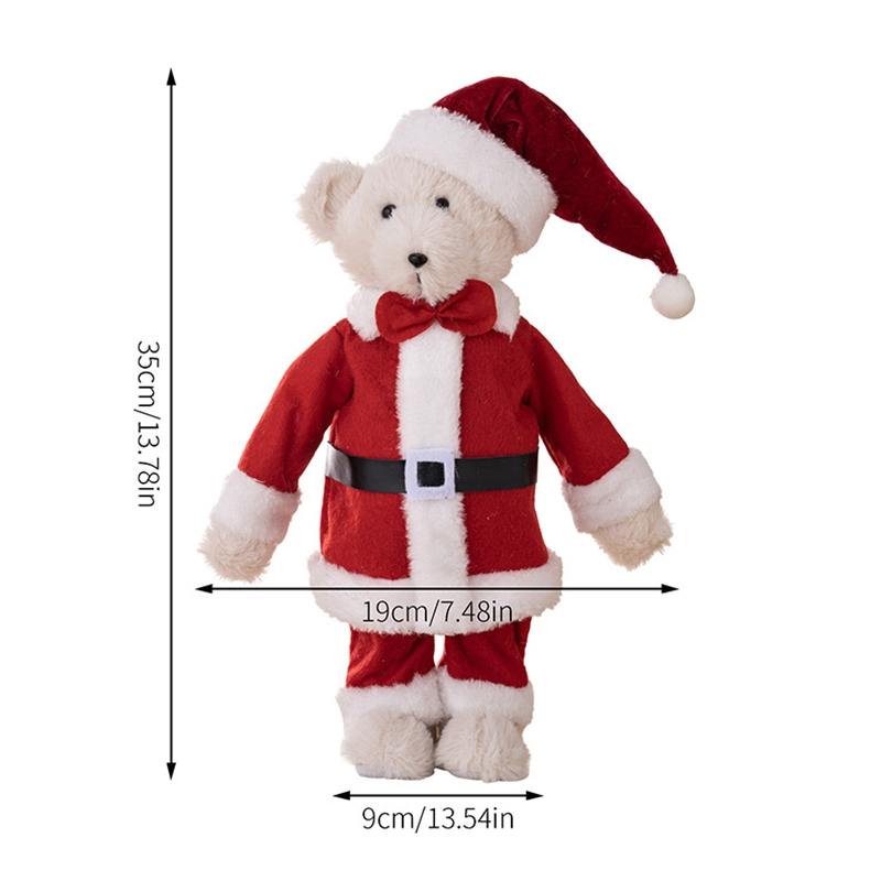 Standing Plush Bear Christmas Ornament Doll, Festive Holiday Gift Decoration