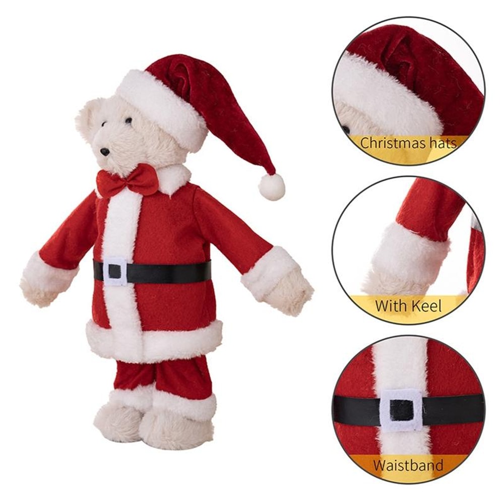 Standing Plush Bear Christmas Ornament Doll, Festive Holiday Gift Decoration