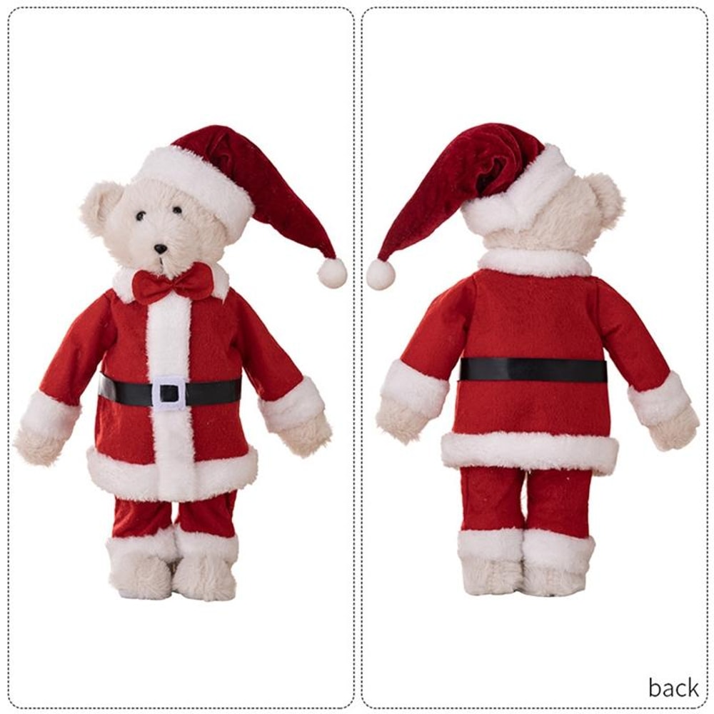 Standing Plush Bear Christmas Ornament Doll, Festive Holiday Gift Decoration