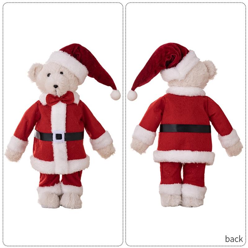 Standing Plush Bear Christmas Ornament Doll, Festive Holiday Gift Decoration