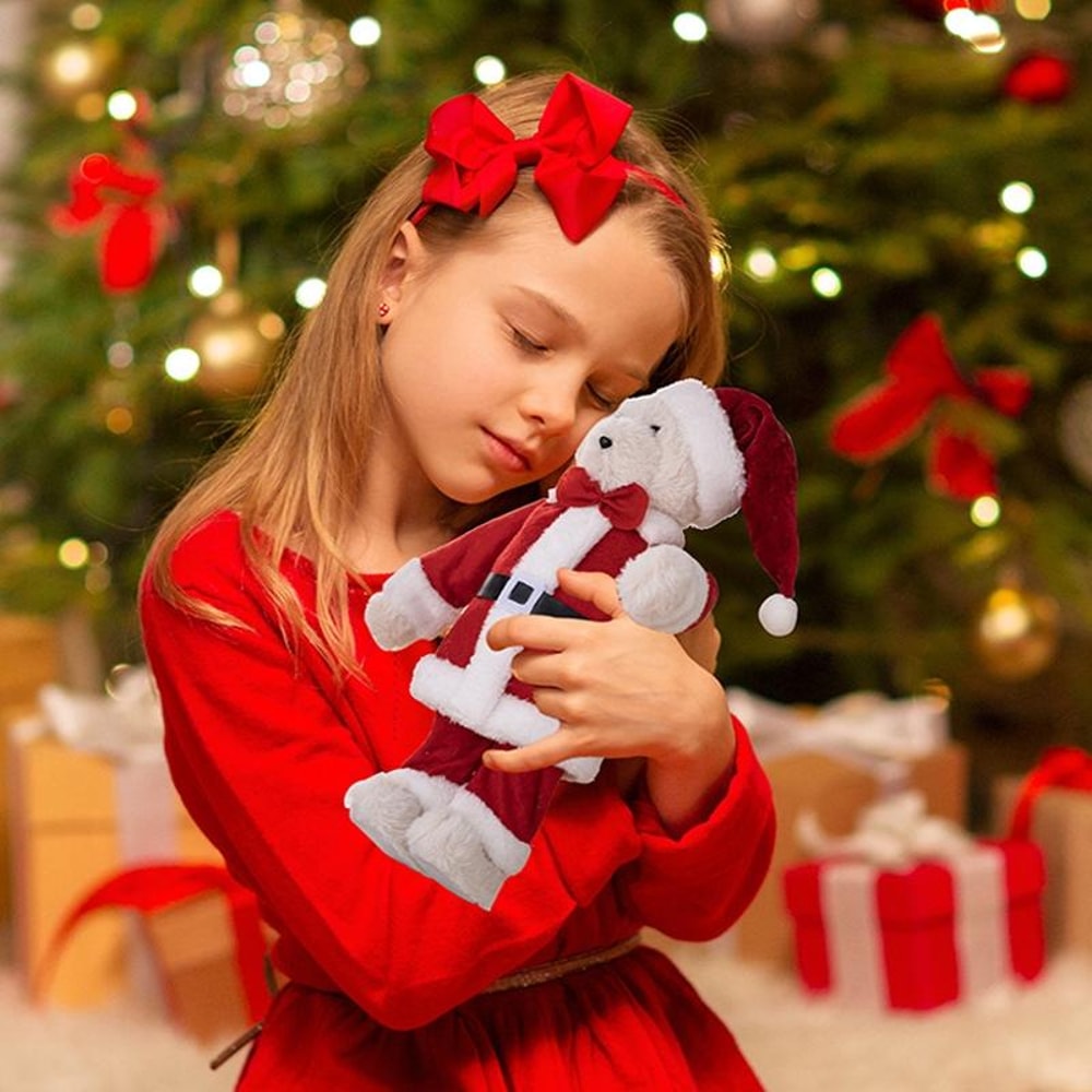 Standing Plush Bear Christmas Ornament Doll, Festive Holiday Gift Decoration