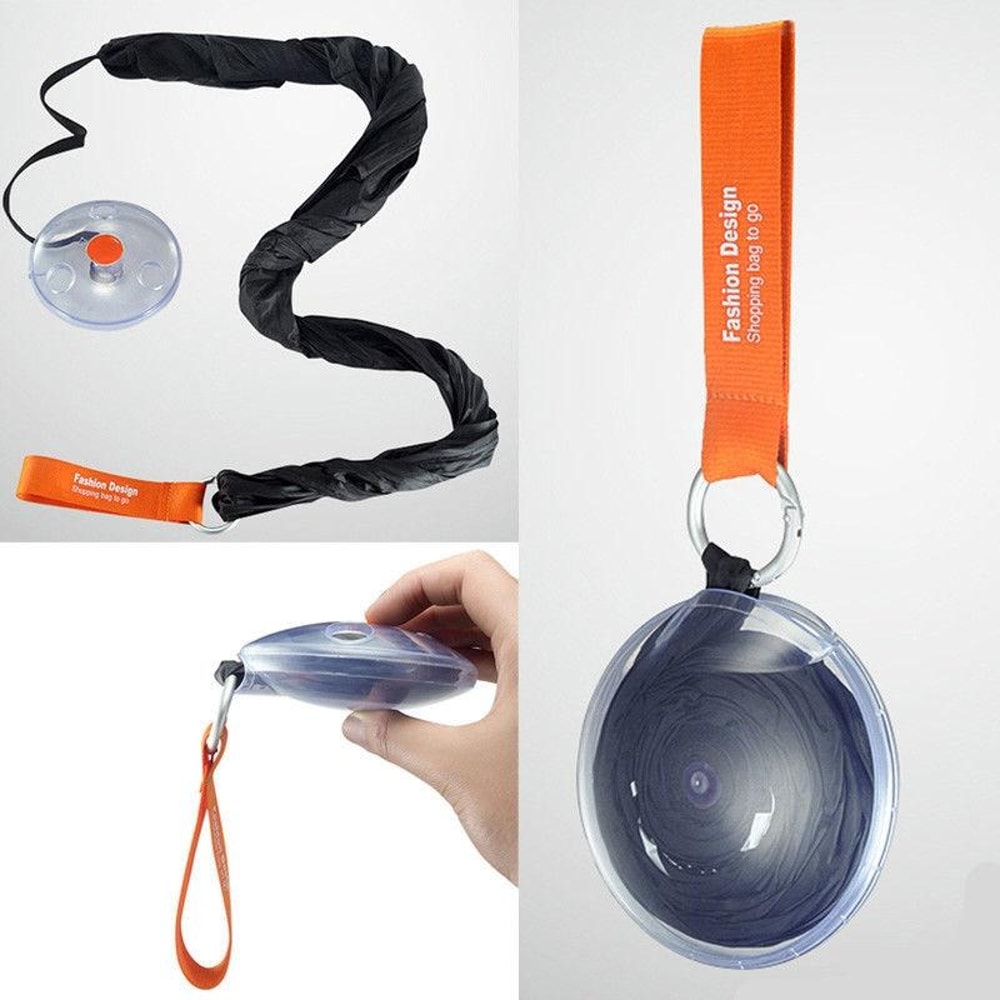 Packable Reusable Shopping Bag With Carabiner Clip Foldable Nylon Tote 4