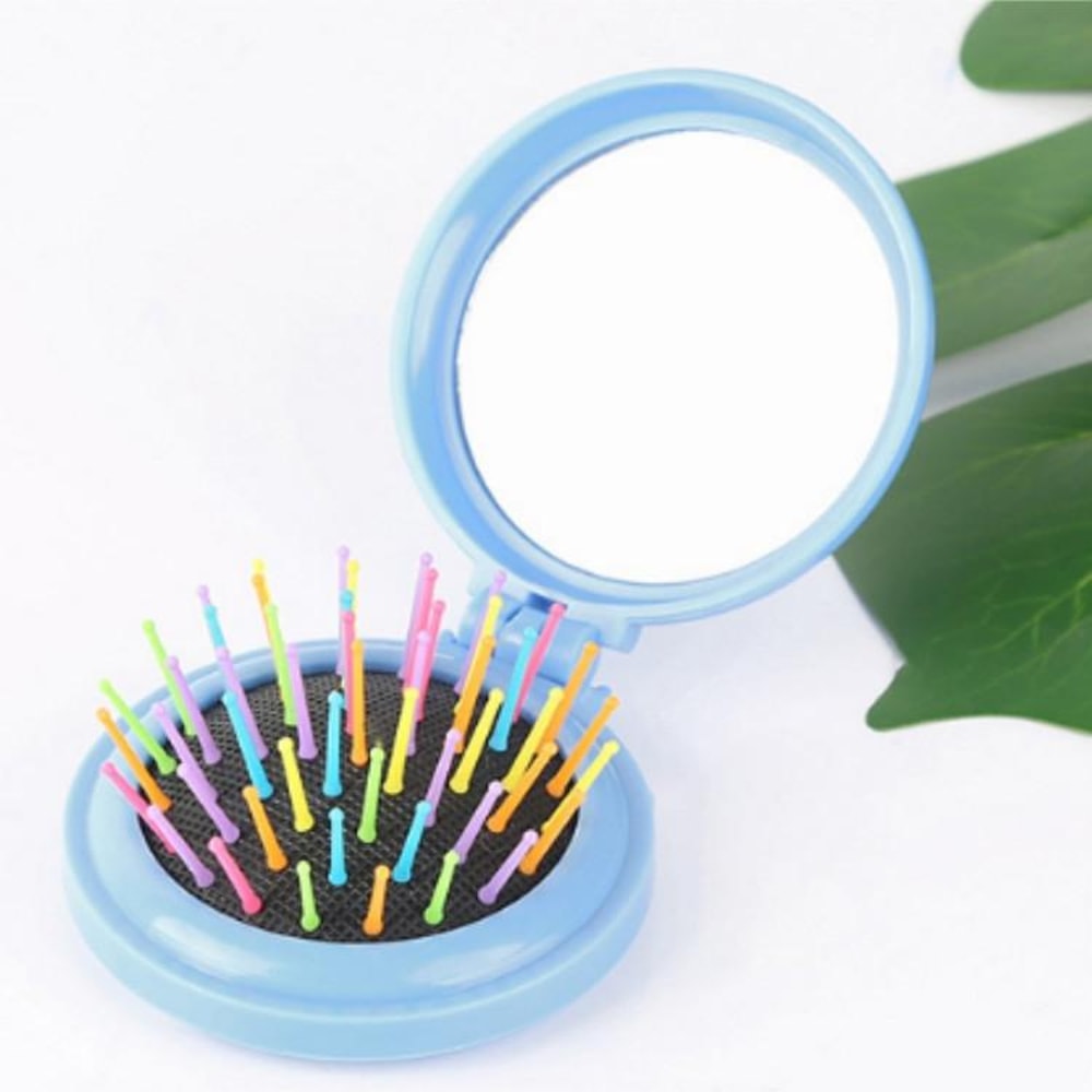 Portable Folding Mirror Comb With Scalp Massage Brush Travel Hair Brush Mirror Compact Design 6