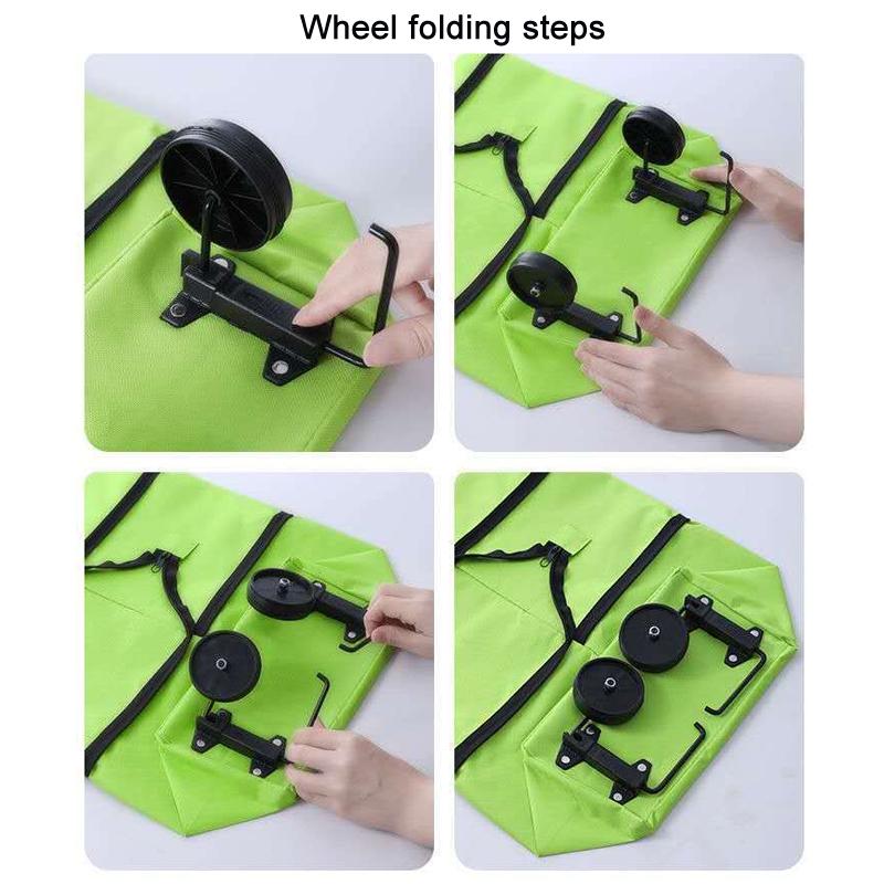 Foldable Shopping Cart Rolling Grocery Tote With Wheels 2