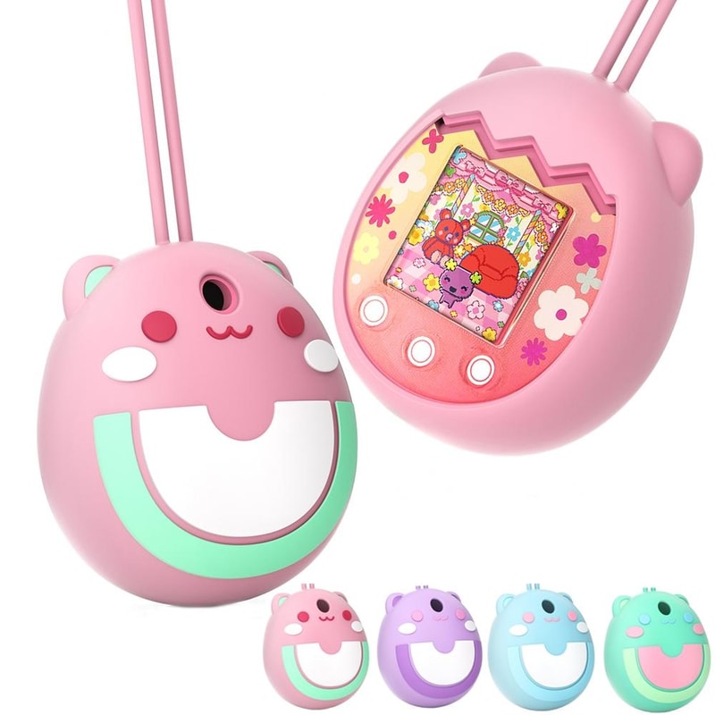 Pink Silicone Protective Cover for Tamagotchi Pix Shockproof Silicone Case for Electronic Pet Device