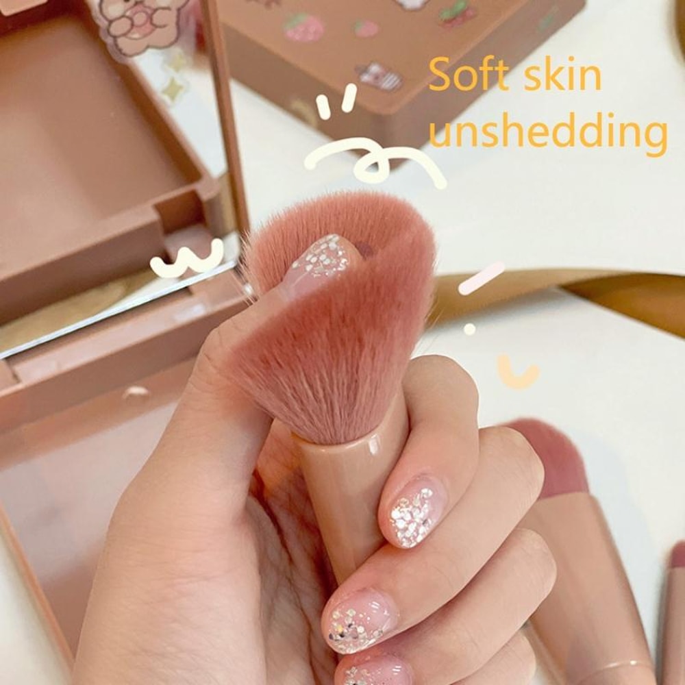 Portable Makeup Brush Set With Mirror Compact Travel Makeup Brushes 5 Piece Mini Kit 6