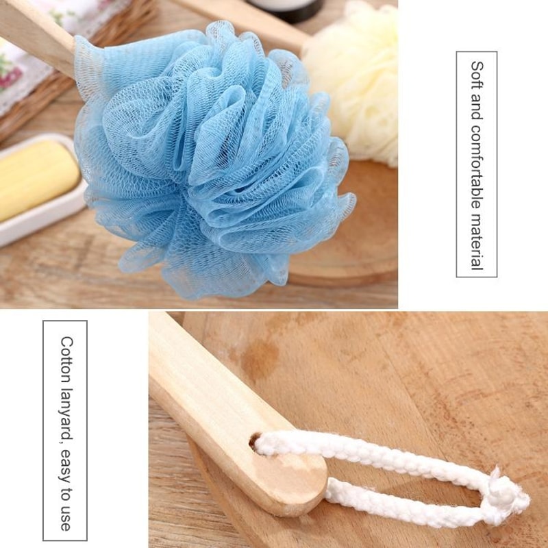 Long Handle Soft Mesh Shower Brush For Back Exfoliation And Gentle Body Cleansing 2