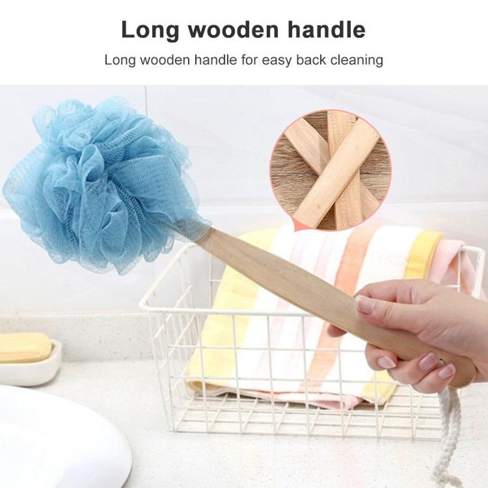 Long Handle Soft Mesh Shower Brush For Back Exfoliation And Gentle Body Cleansing 3