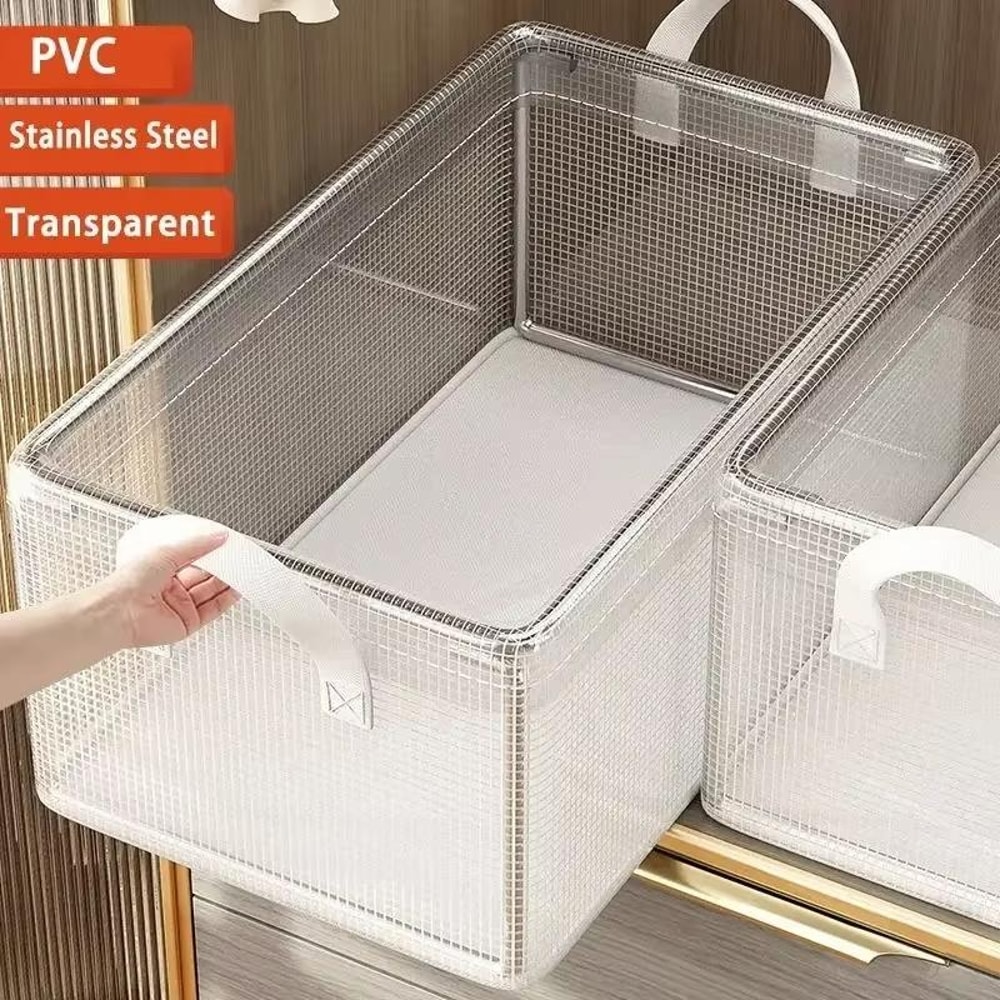Clear Steel Frame Foldable Wardrobe Organizer for Clothes Storage