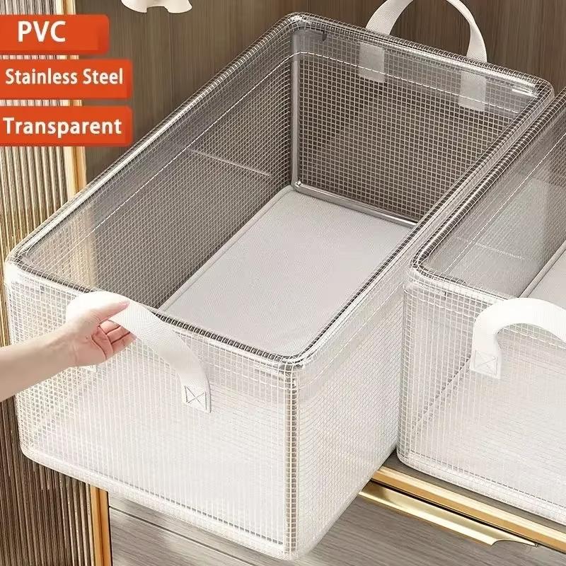 Clear Steel Frame Foldable Wardrobe Organizer for Clothes Storage
