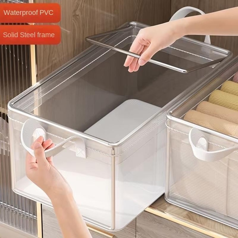 Clear Steel Frame Foldable Wardrobe Organizer for Clothes Storage