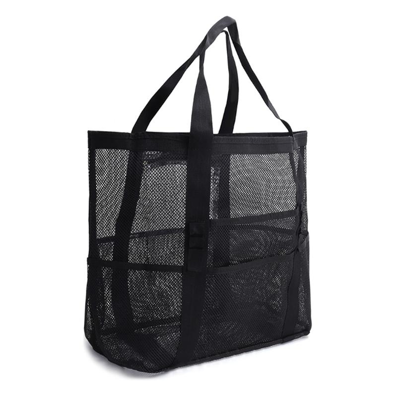 Large Capacity Mesh Swimming Tote Beach Bag with 8 Pockets Lightweight Travel Storage Organizer