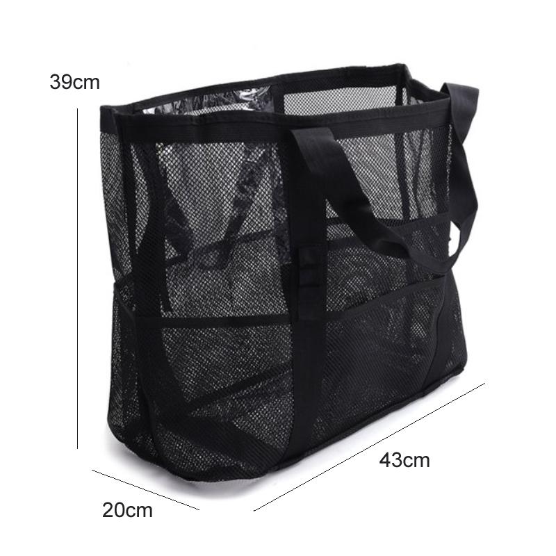Large Capacity Mesh Swimming Tote Beach Bag with 8 Pockets Lightweight Travel Storage Organizer