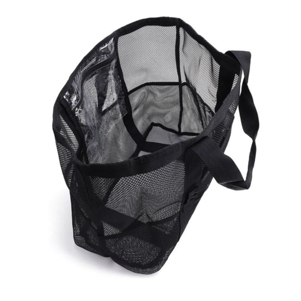 Large Capacity Mesh Swimming Tote Beach Bag with 8 Pockets Lightweight Travel Storage Organizer