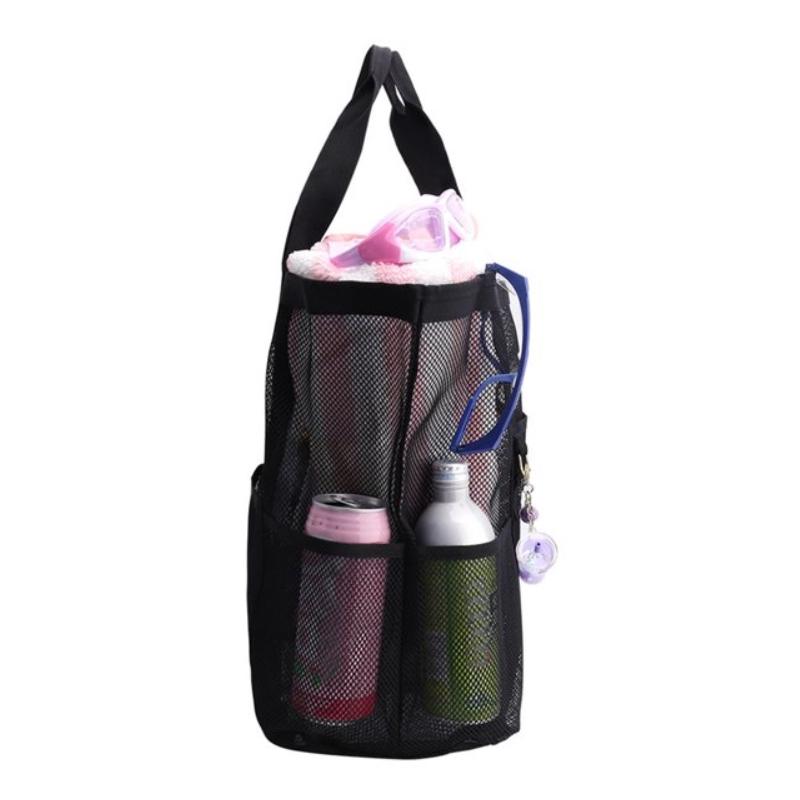 Large Capacity Mesh Swimming Tote Beach Bag with 8 Pockets Lightweight Travel Storage Organizer