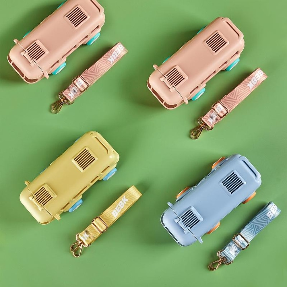 Cute Bus Shaped Portable Leakproof Sippy Cup with Strap Kids Bottle