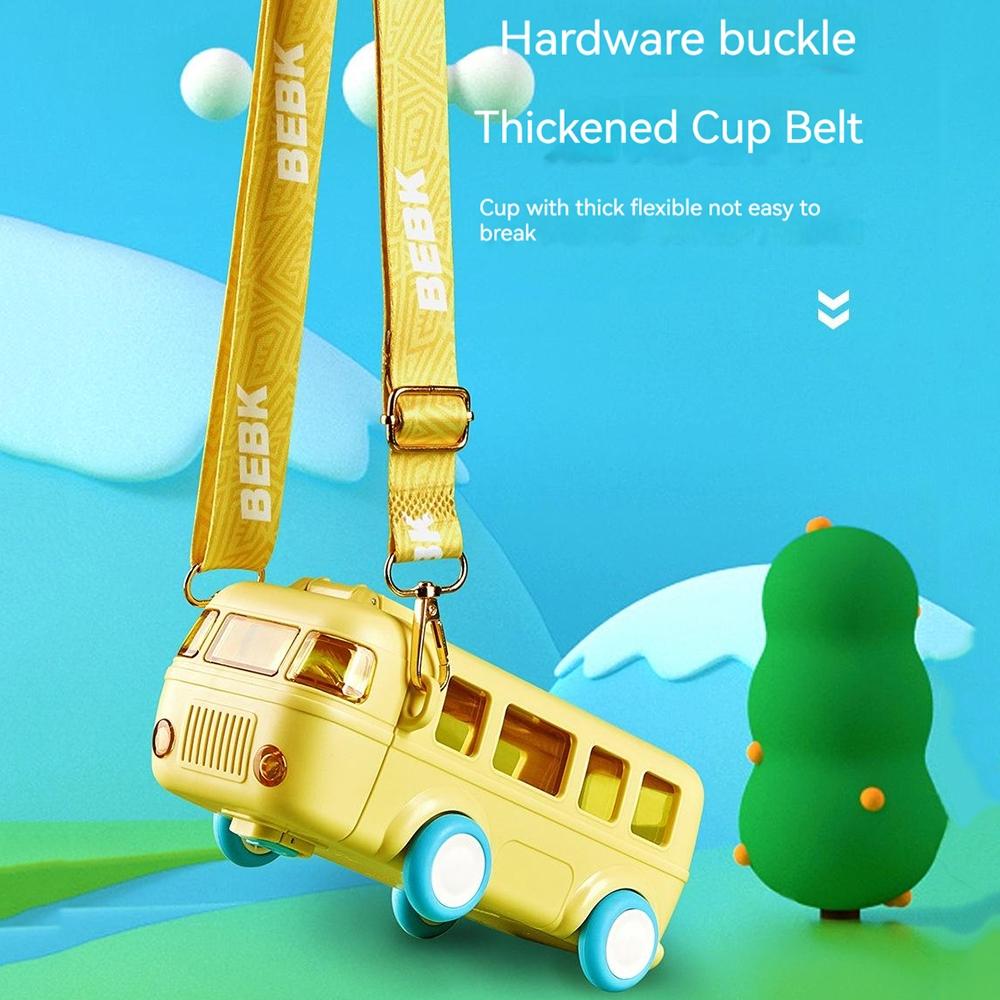 Cute Bus Shaped Portable Leakproof Sippy Cup with Strap Kids Bottle