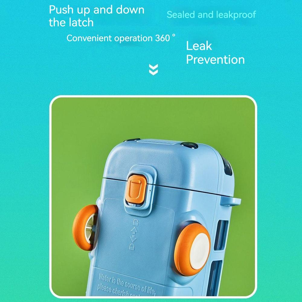 Cute Bus Shaped Portable Leakproof Sippy Cup with Strap Kids Bottle