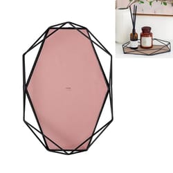 hexagon pu leather storage tray for keys, jewelry & essentials pink