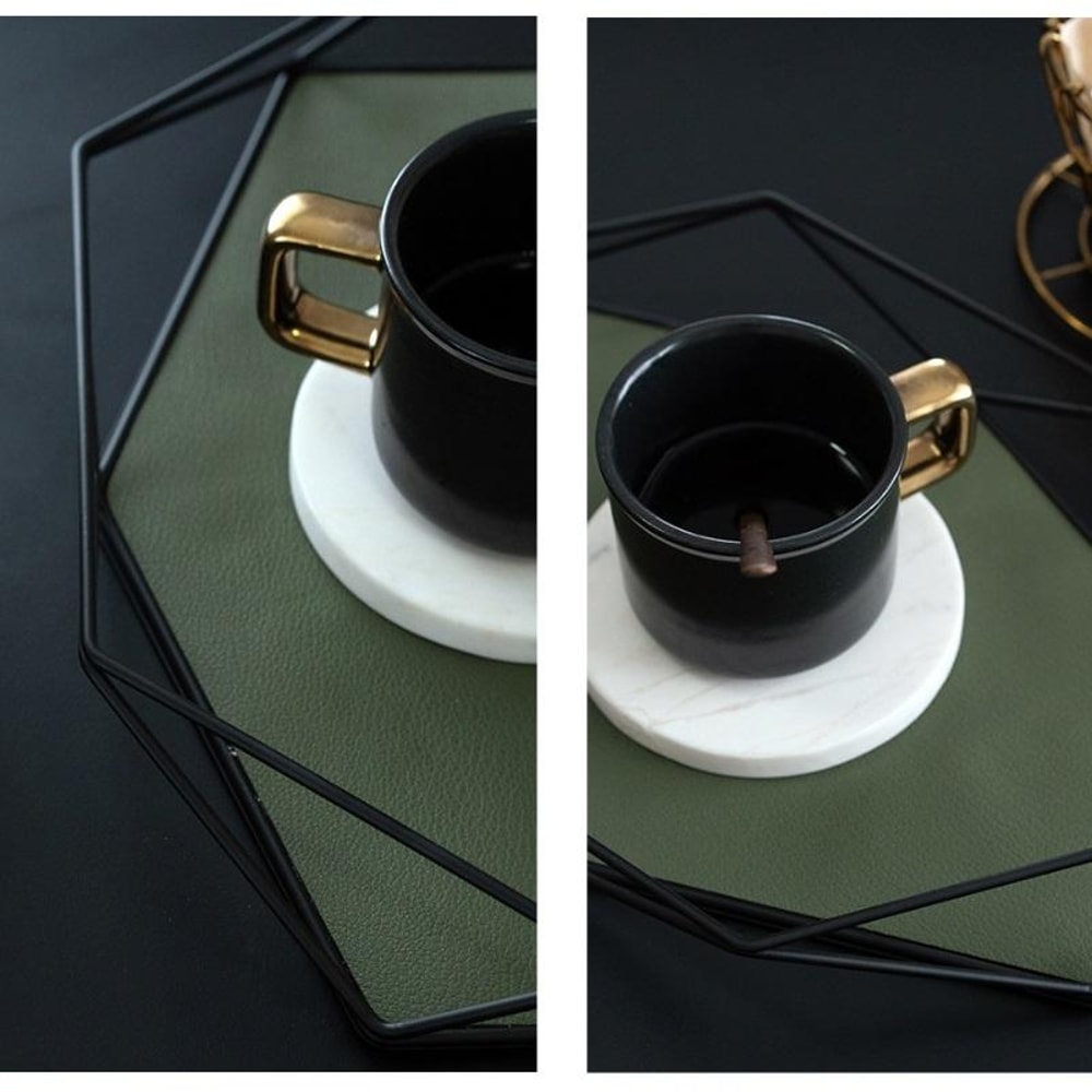 Hexagon PU Leather Storage Tray for Keys, Jewelry & Essentials Pink