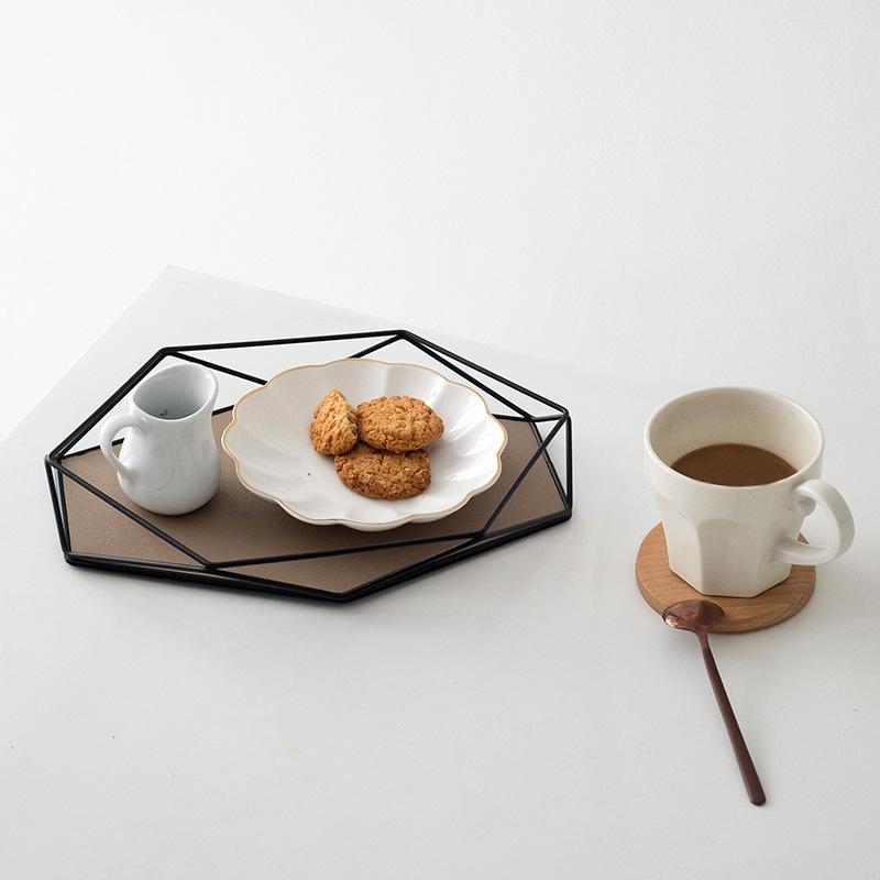 Hexagon PU Leather Storage Tray for Keys, Jewelry & Essentials Pink