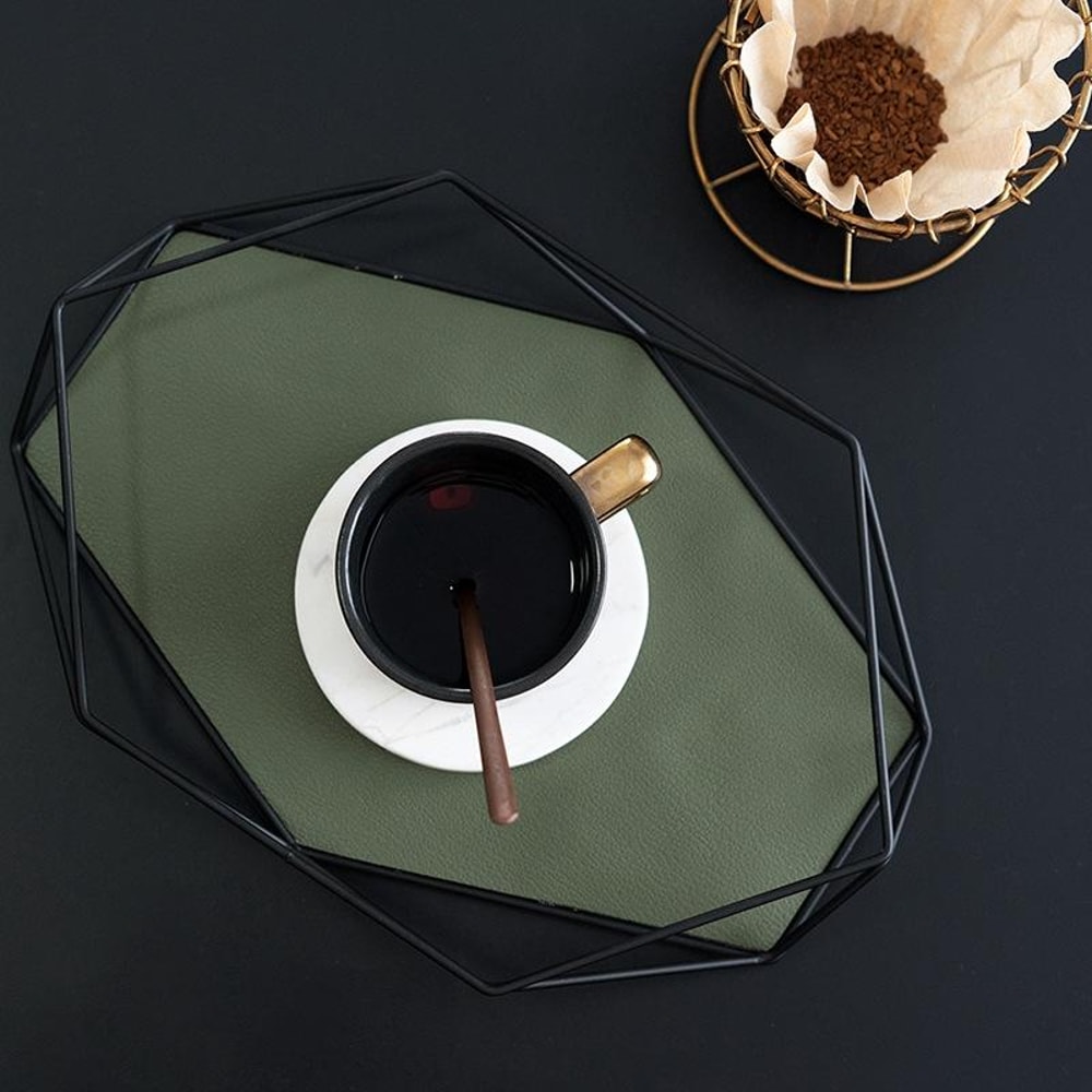 Hexagon PU Leather Storage Tray for Keys, Jewelry & Essentials Pink