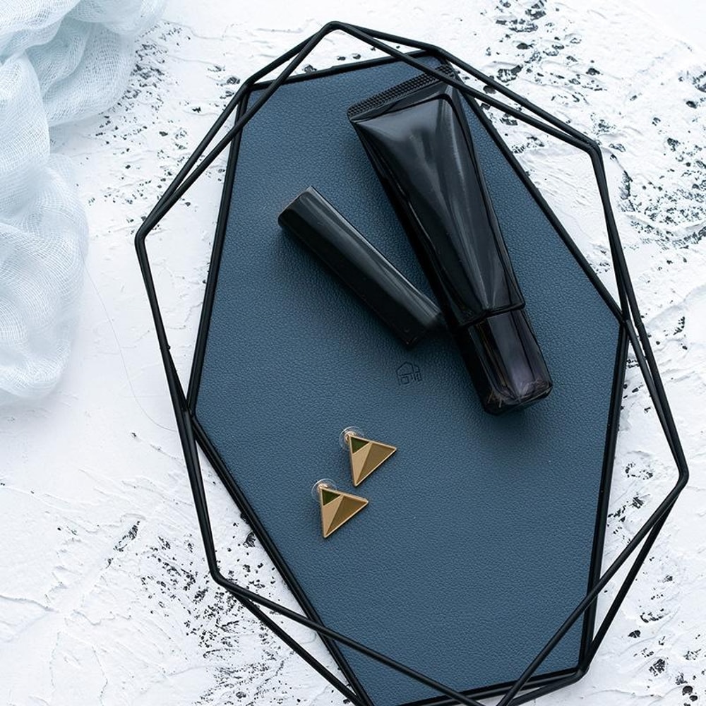 Hexagon PU Leather Storage Tray for Keys, Jewelry & Essentials Pink