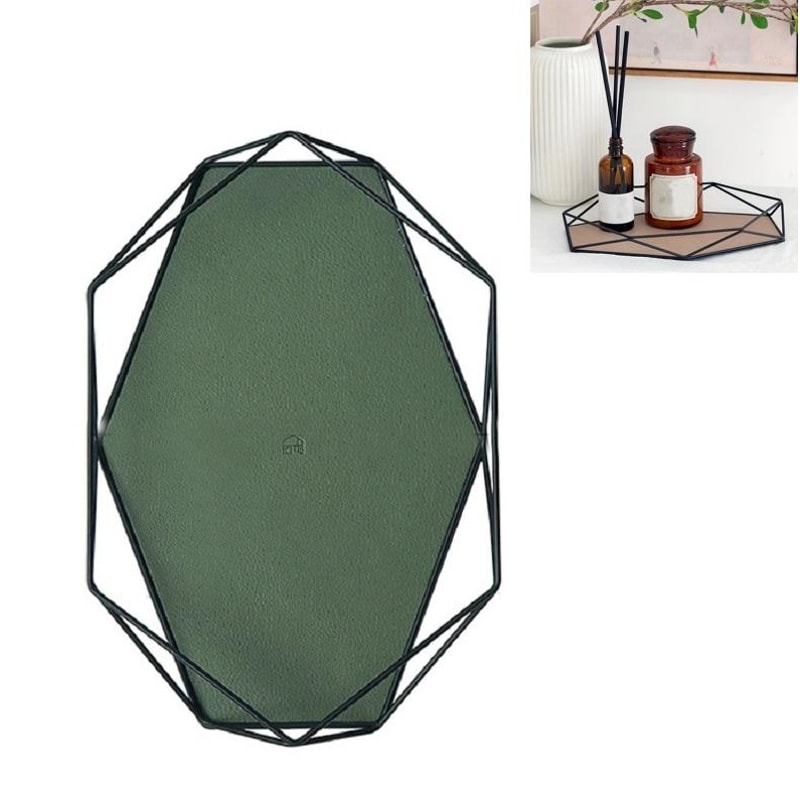 Hexagon PU Leather Storage Tray for Keys, Jewelry & Essentials Pink