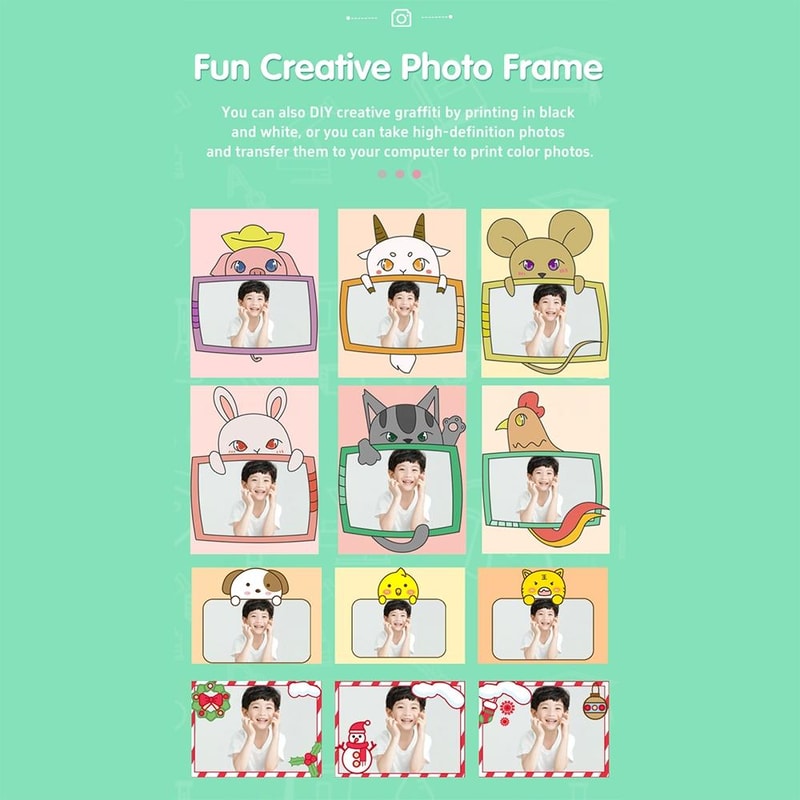 Kids Instant Print Camera Cartoon Mini Digital Printing Camera for Children Selfie Photo Fun