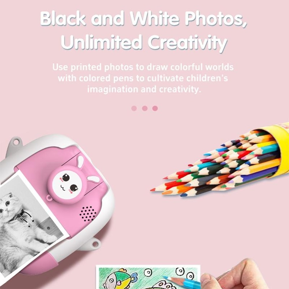 Kids Instant Print Camera Cartoon Mini Digital Printing Camera for Children Selfie Photo Fun