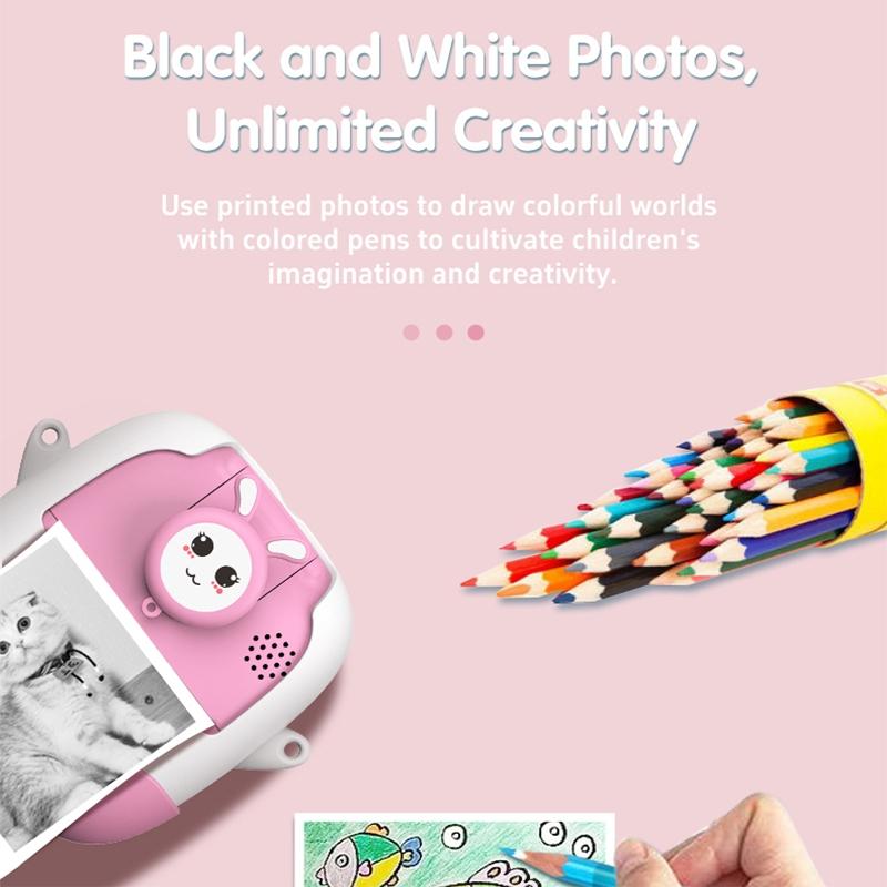 Kids Instant Print Camera Cartoon Mini Digital Printing Camera for Children Selfie Photo Fun