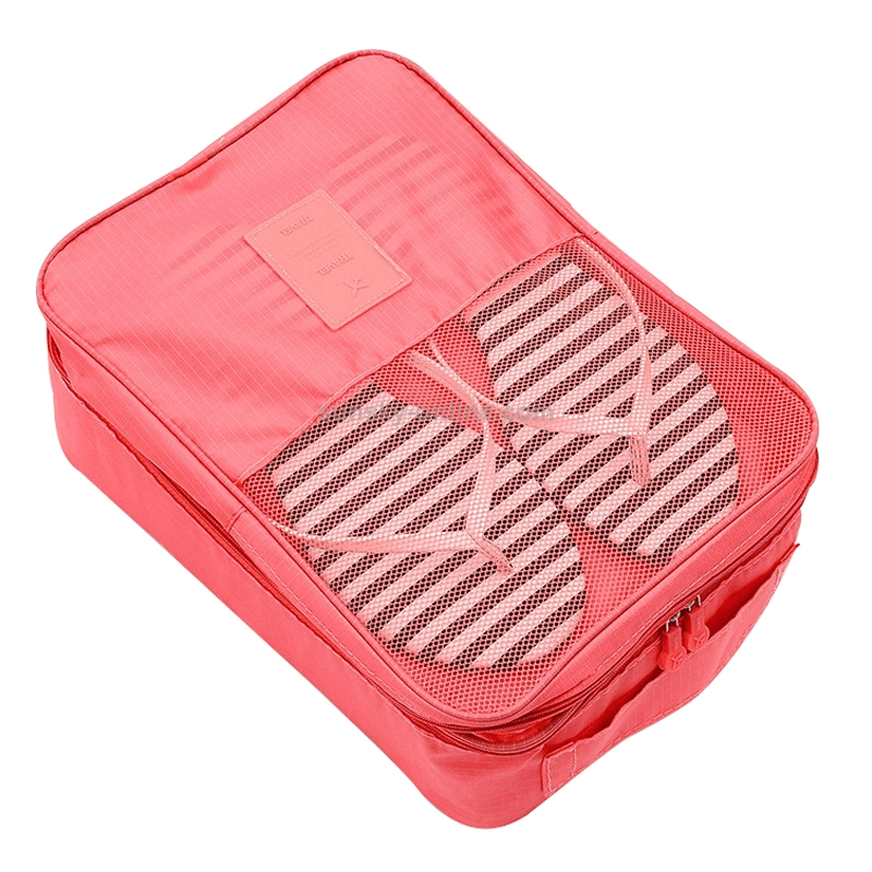 Large Capacity Travel Shoe Bag Pink Nylon Shoe Storage Organizer 7