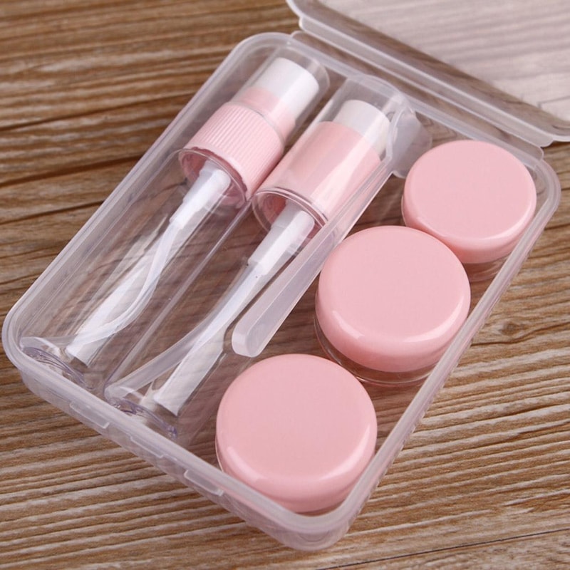 Travel Size Toiletry Bottles Set Pink Leakproof Cosmetic Containers Kit 0
