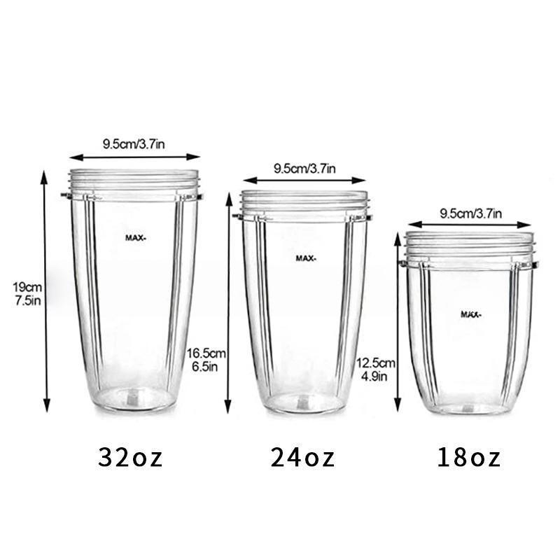Nutribullet Replacement Cups Set 18oz 24oz 32oz Durable Blender Cups For Smoothies Juicing 2