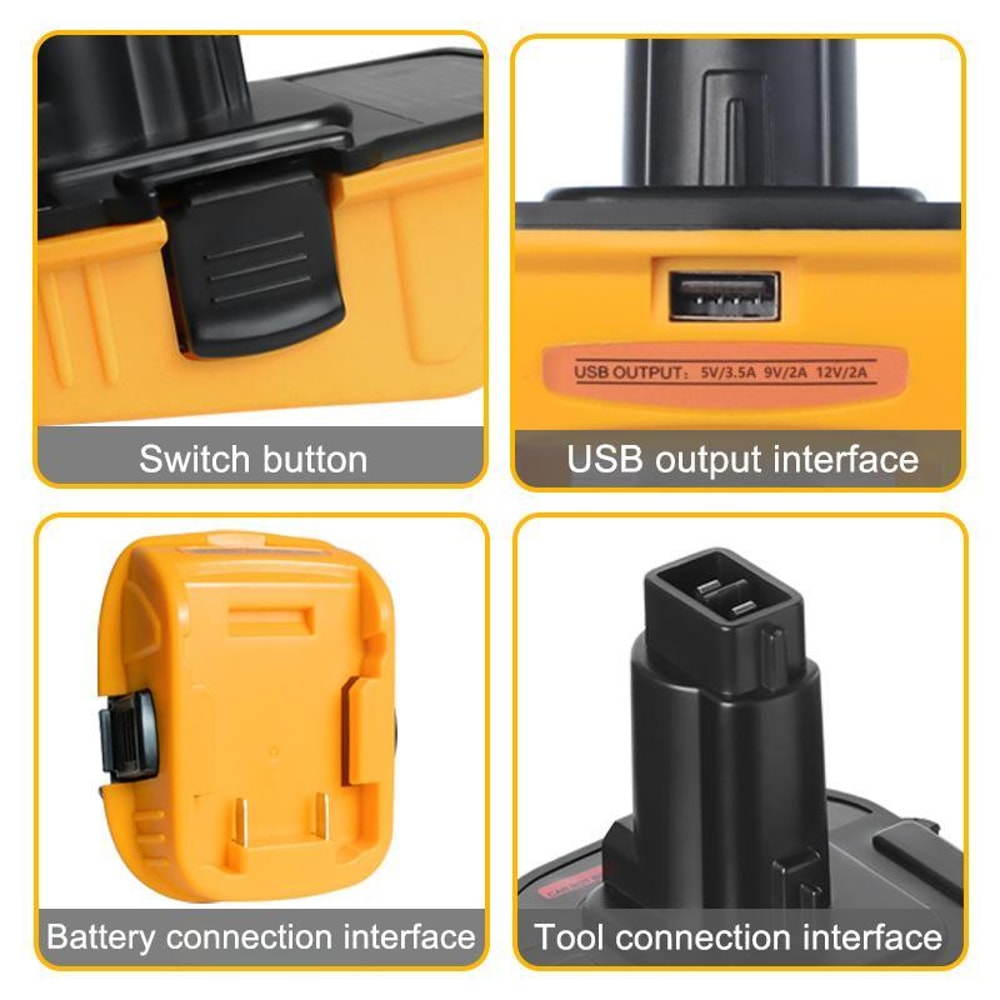 Battery Adapter Converter with USB Port DCA1820 Tool Adapter