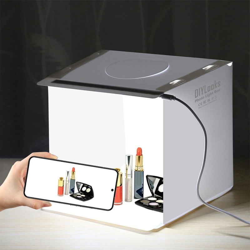 Portable Photo Light Box Studio Tent 20cm LED Photography Shooting Box with Backdrops