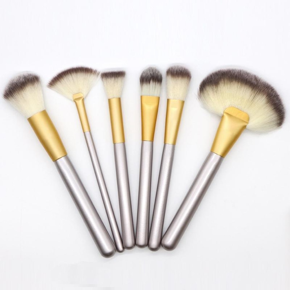 Professional 18 Piece Makeup Brush Set Premium Beige Cosmetic Brushes Kit With Travel Case 6
